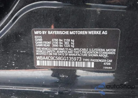 2016 BMW 428I Gran Coupe xDrive z USA, uszkodzony, nr VIN WBA4C9C58GG135973